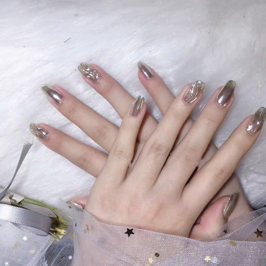 美甲- 网红爆款雾霾灰高雅晶石猫眼